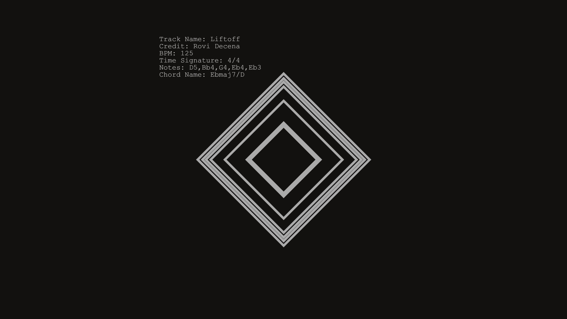 Image of an audio visualizer, displaying notes as a collection of
                             hollow diamonds. The higher pitched notes are drawn as larger
                             diamonds, where the lower pitched notes are placed inside them.